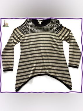 ABITO Black & Cream Striped Knit Sweater